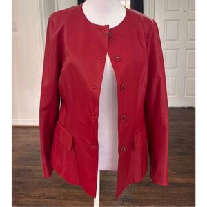 Women's Lafayette 148 New York Red Leather Blazer Size 2